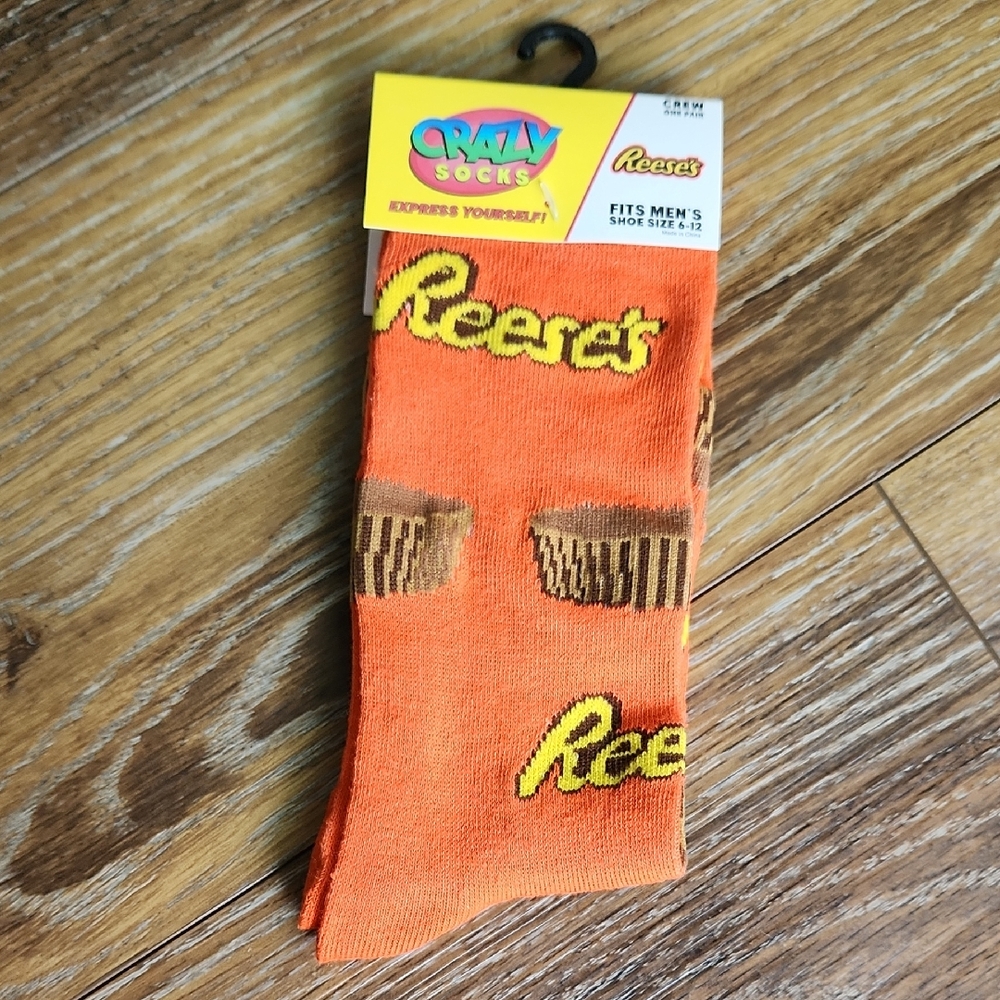 NWT Reese's Peanut Butter Cups Crazy Socks Orange Yellow Brown